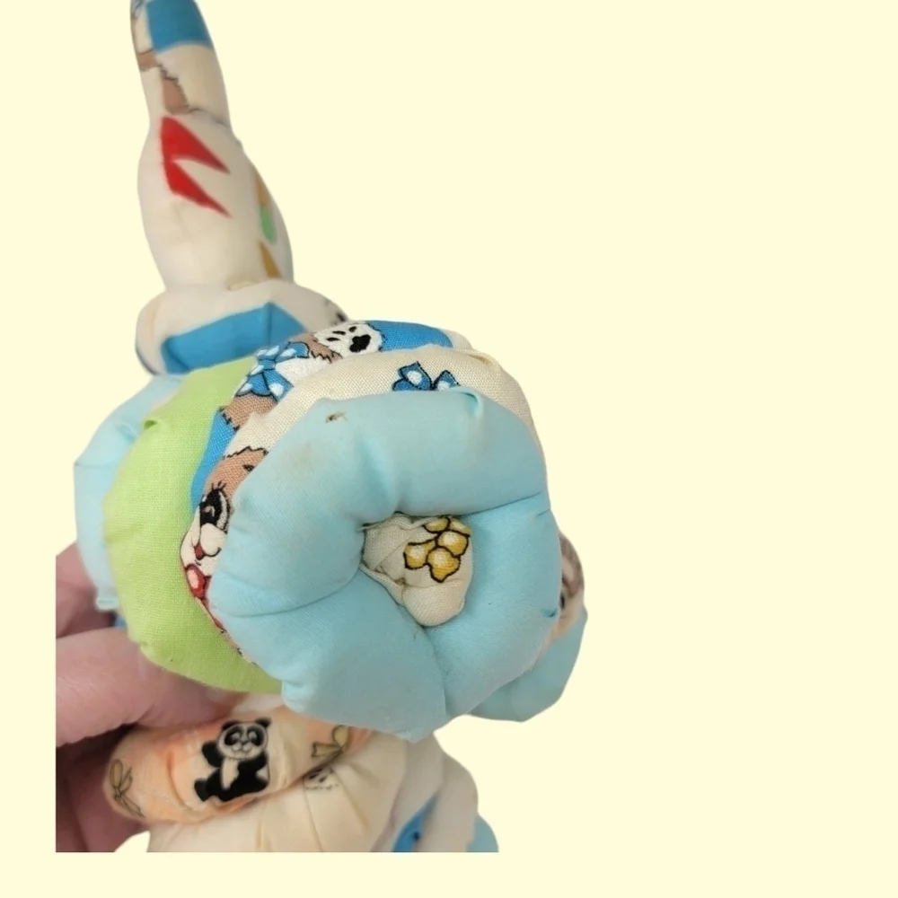 Yoyo Clown Rag Doll Fabric vintage cloth Handmade Toy 15” Rustic Folk Art T55